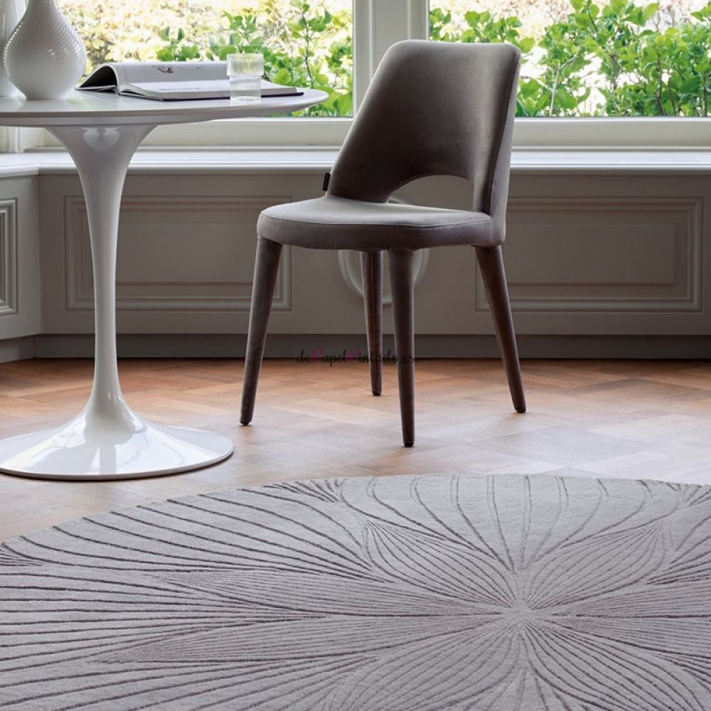 Alfombra WEDGWOOD LANA Y VISCOSA FOLIA ROUND GREY 150-2